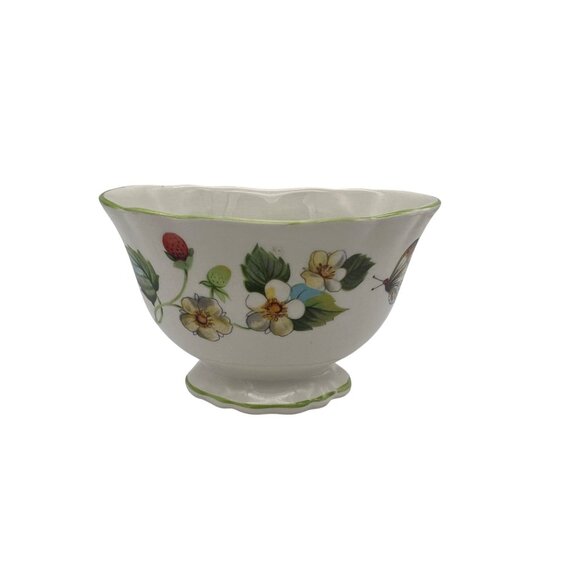 Old Foley James Kent Strawberry Mini Sugar Bowl Floral & Butterfly England - Picture 1 of 6